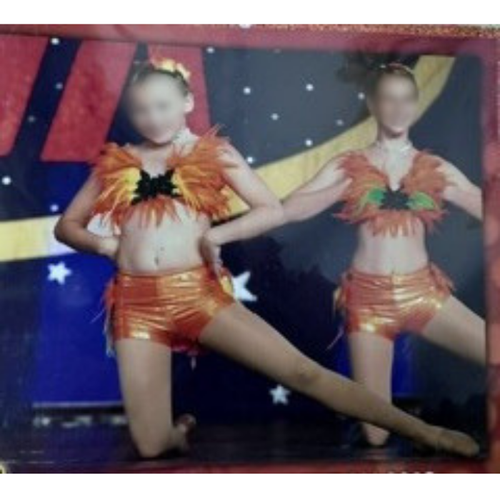Orange Feather & Beaded Butterfly Two-Piece Costume  two piece