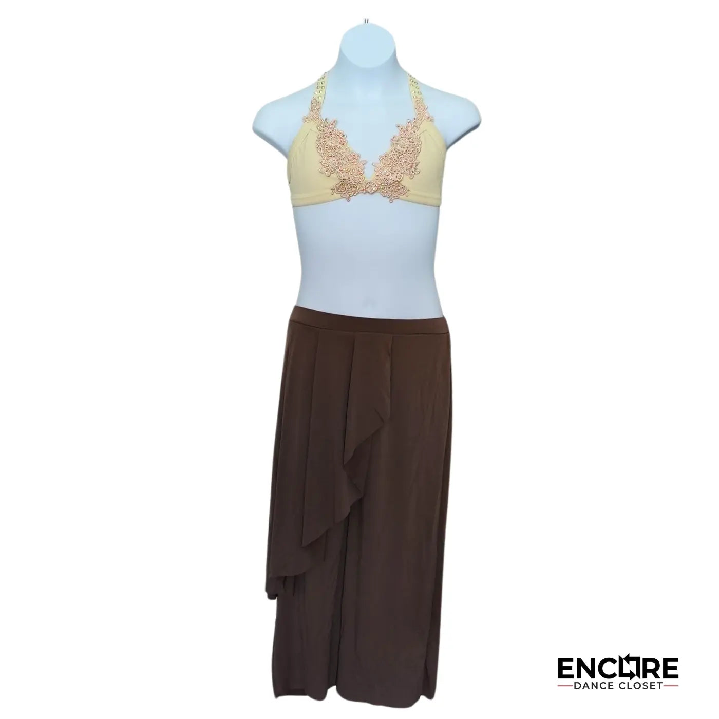 Ivory and Floral Two-Piece Set with Culotte Pants  two piece