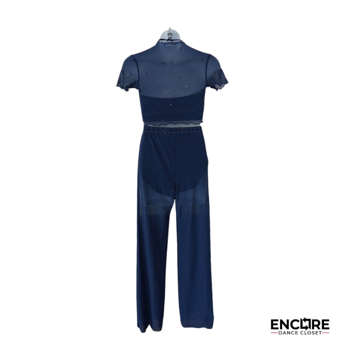 Navy Mesh Contemporary Two-Piece Set  two piece