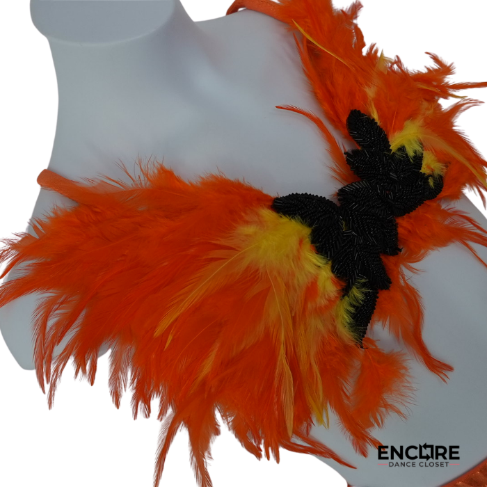Orange Feather & Beaded Butterfly Two-Piece Costume  two piece