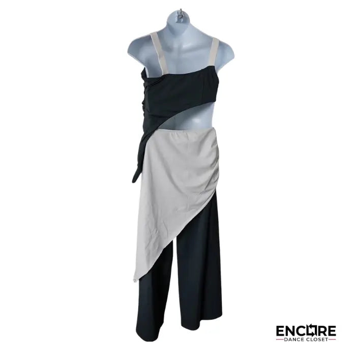 Gray & White Draped Contemporary Set  two piece