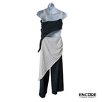 Gray & White Draped Contemporary Set  two piece