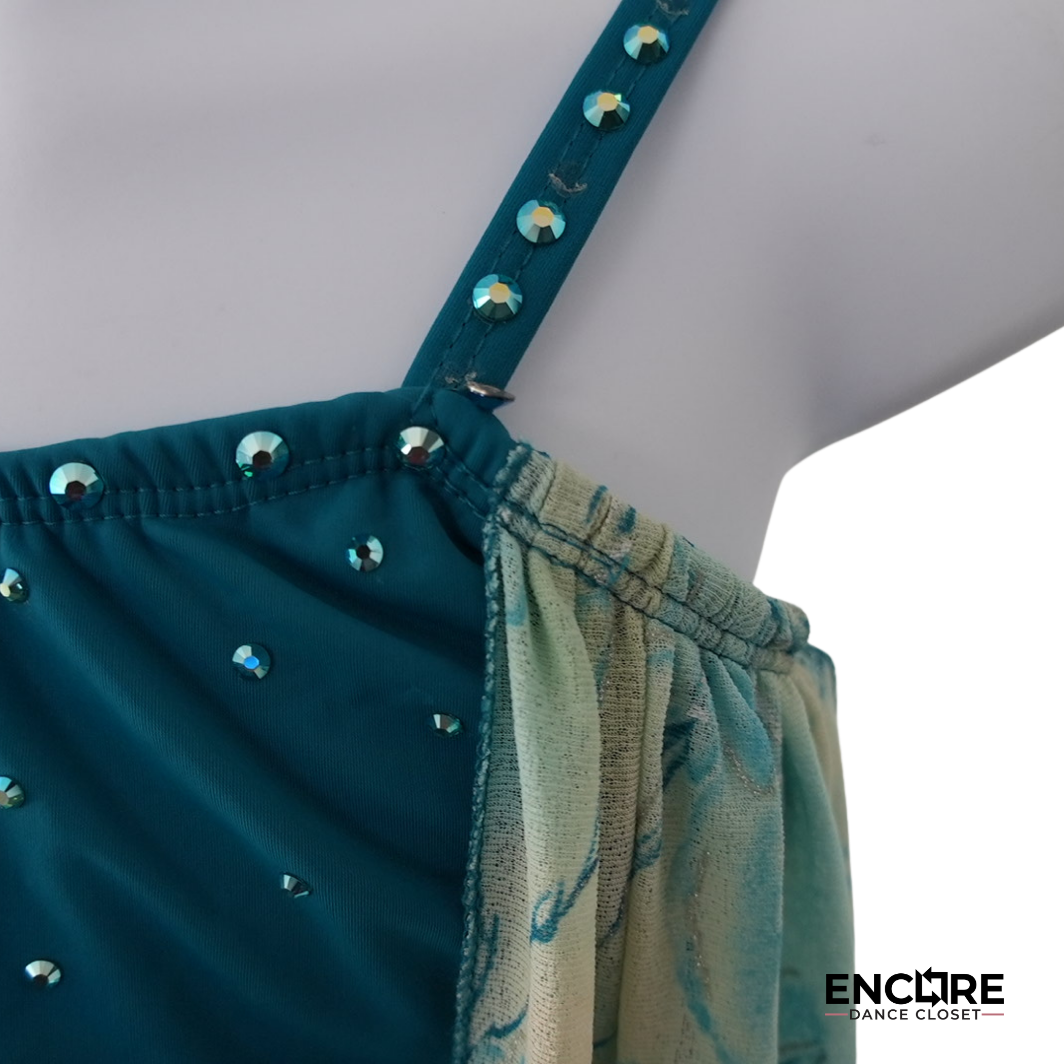 Teal Floral Mesh Two-Piece Costume  two piece