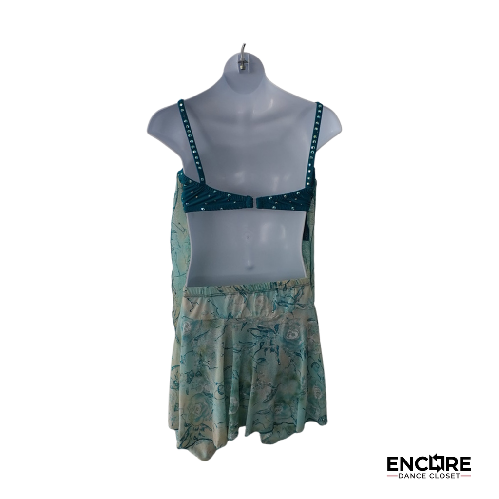 Teal Floral Mesh Two-Piece Costume  two piece
