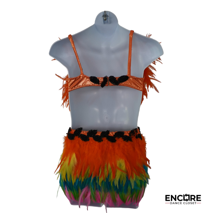 Orange Feather & Beaded Butterfly Two-Piece Costume  two piece