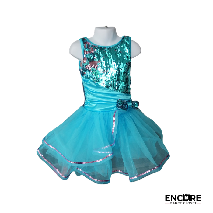 Teal Sequin Lyrical Costume with Layered Tulle Skirt  dress