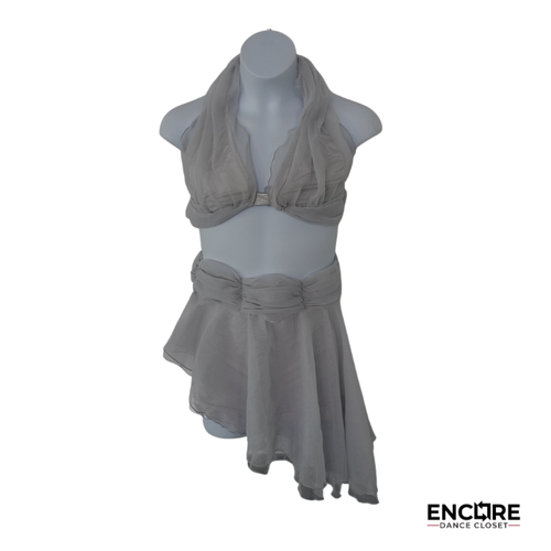 Dove Grey Chiffon Two-Piece Dance Costume  two piece