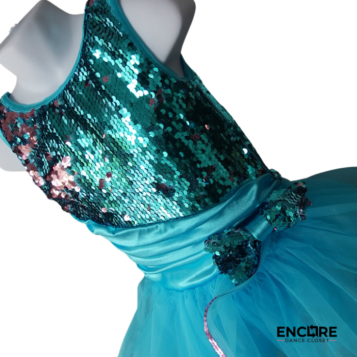 Teal Sequin Lyrical Costume with Layered Tulle Skirt  dress