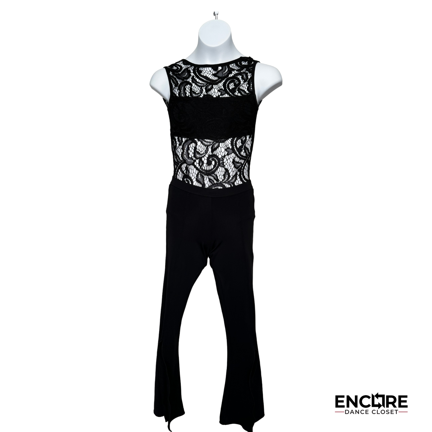 Elegant Black Lace Leotard with Stylish Pants