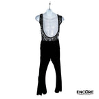 Elegant Black Lace Leotard and Pants Set  unitard