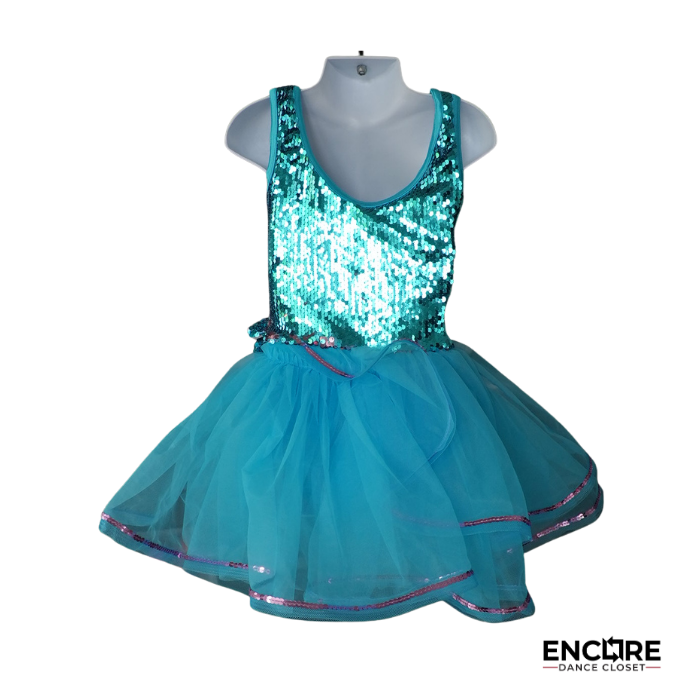Teal Sequin Lyrical Costume with Layered Tulle Skirt  dress