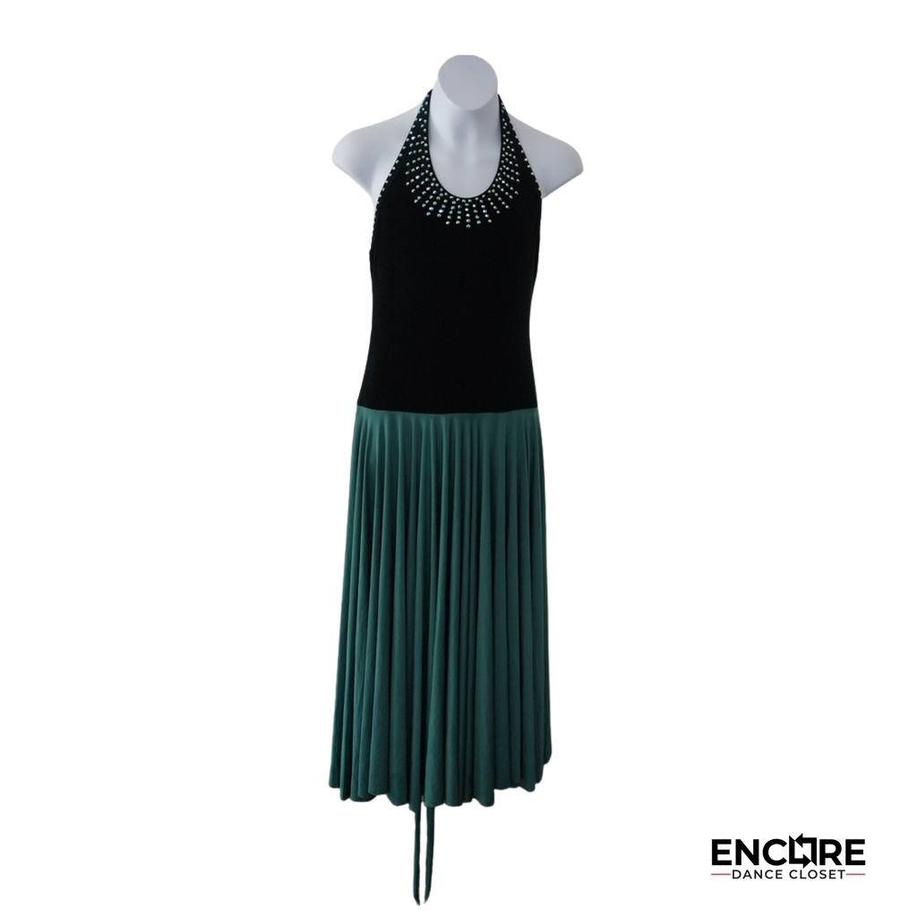 Emerald & Black Ballroom-Style Dress  dress