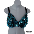 Teal Paillette Sequin Dance Bra  top