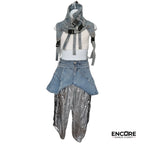 Silver Hip Hop Pants with Denim Accessories  pants