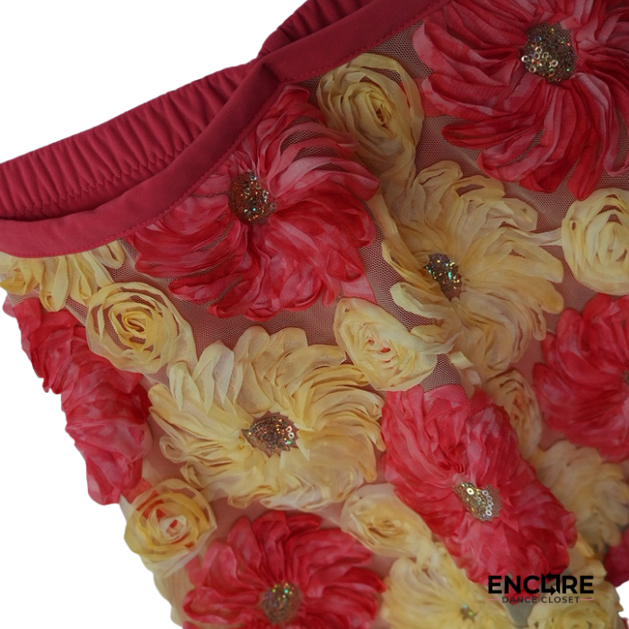 Coral & Yellow Floral Wrap Skirt  skirt
