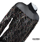 Black Sequin Fringe Mock Neck Jazz Costume  biketard