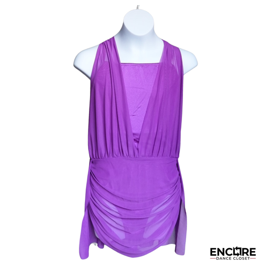 Purple Mesh Overlay Dress