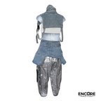 Silver Hip Hop Pants with Denim Details  pants
