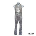 Silver Disco Bell Bottomed Unitard  unitard