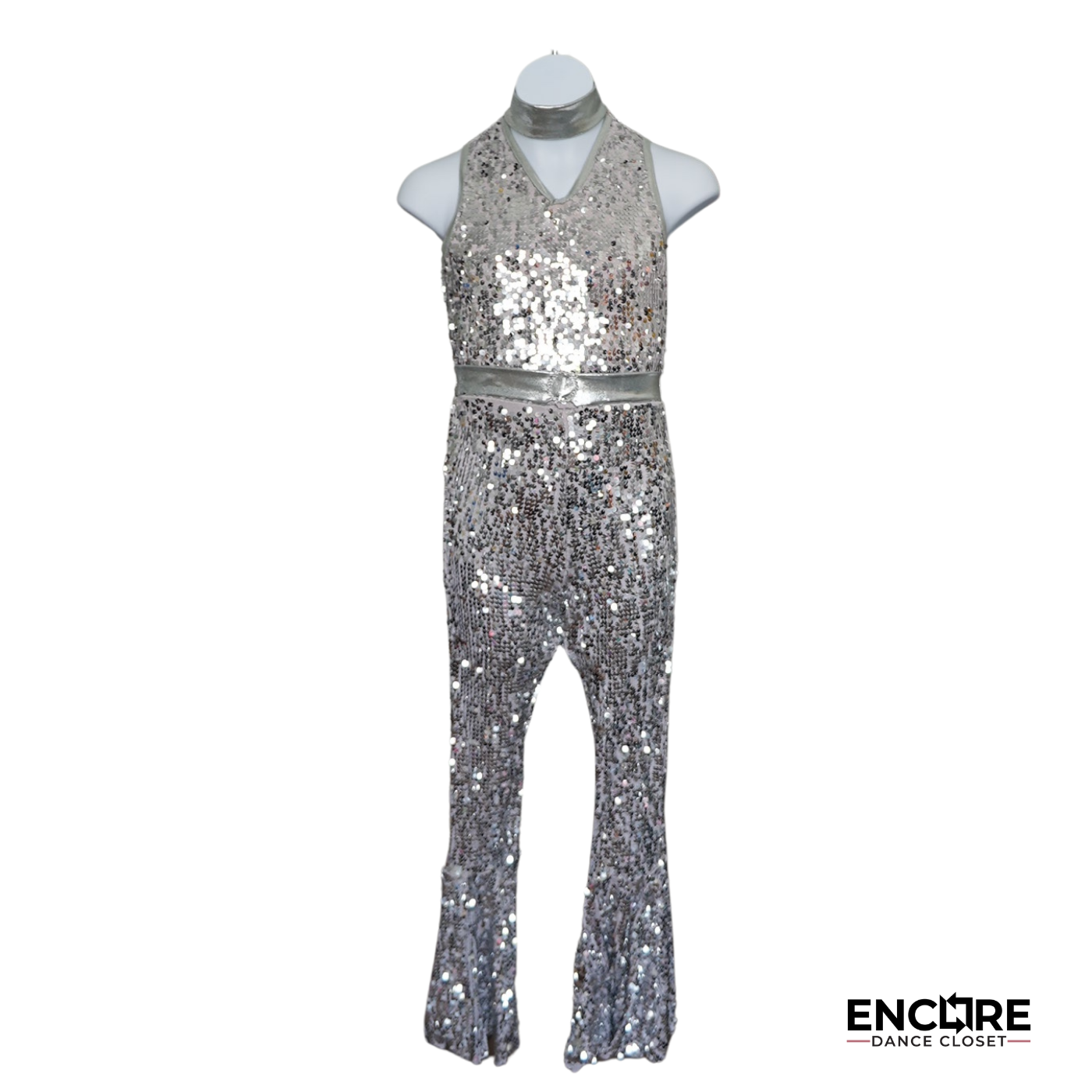 Silver Disco Bell Bottom Unitard