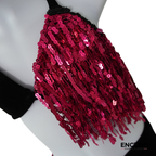 Black Velvet & Fuchsia Sequin Fringe Two-Piece  two piece