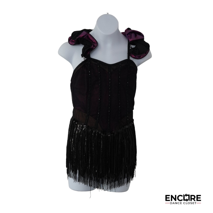 Plum & Black Fringe Jazz Costume  leotard