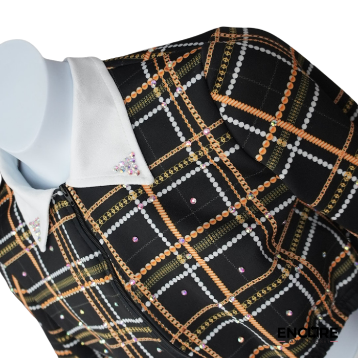 Black and Gold Plaid Two-Piece Character Dance Costume  two piece
