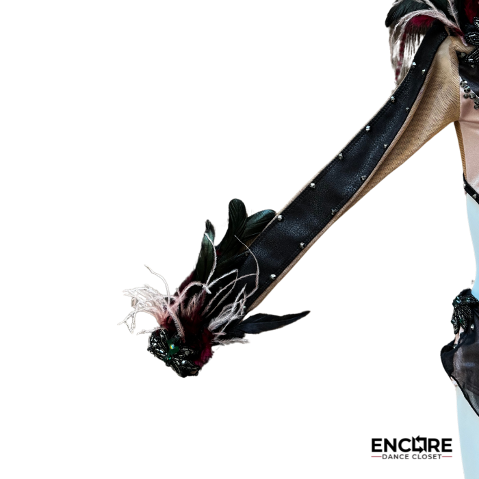 Intricate Feathered Leotard with Detachable Cape - Encore Dance Closet