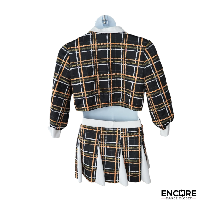 Black and Gold Plaid Two-Piece Character Dance Costume  two piece