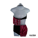 Black Velvet & Fuchsia Sequin Fringe Two-Piece  two piece