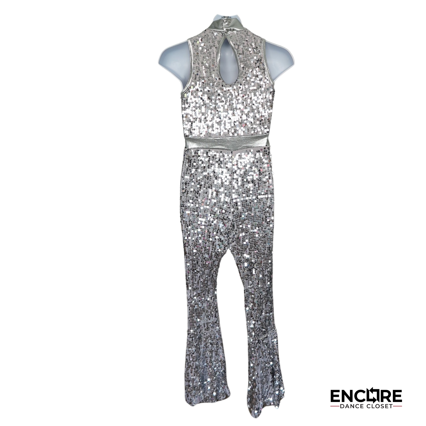 Silver Disco Bell Bottom Unitard