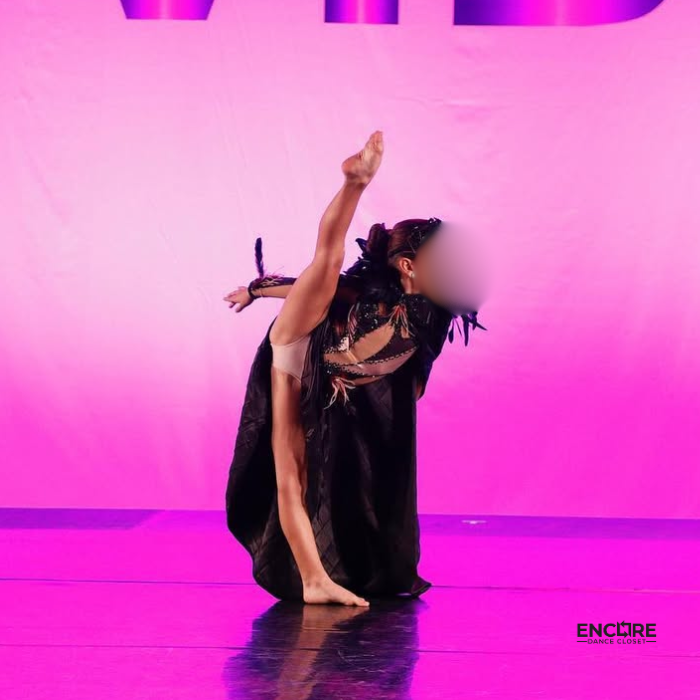 Intricate Feathered Leotard with Detachable Cape - Encore Dance Closet