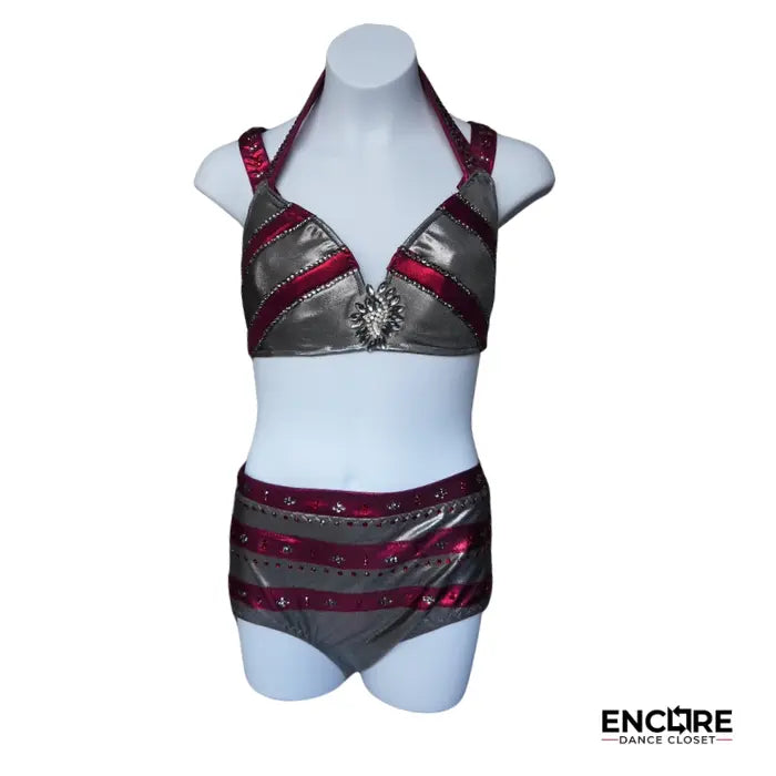Burgundy and Silver Sophistication  two piece
