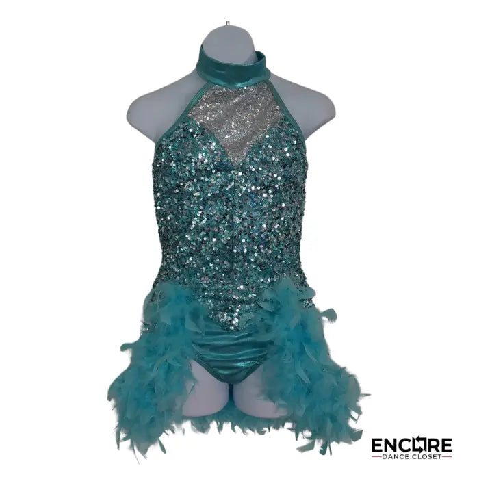 Teal Feather Diva  leotard