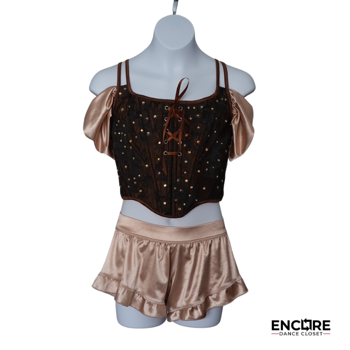 Beige Silk Flare Shorts & Corset Top - Encore Dance Closet
