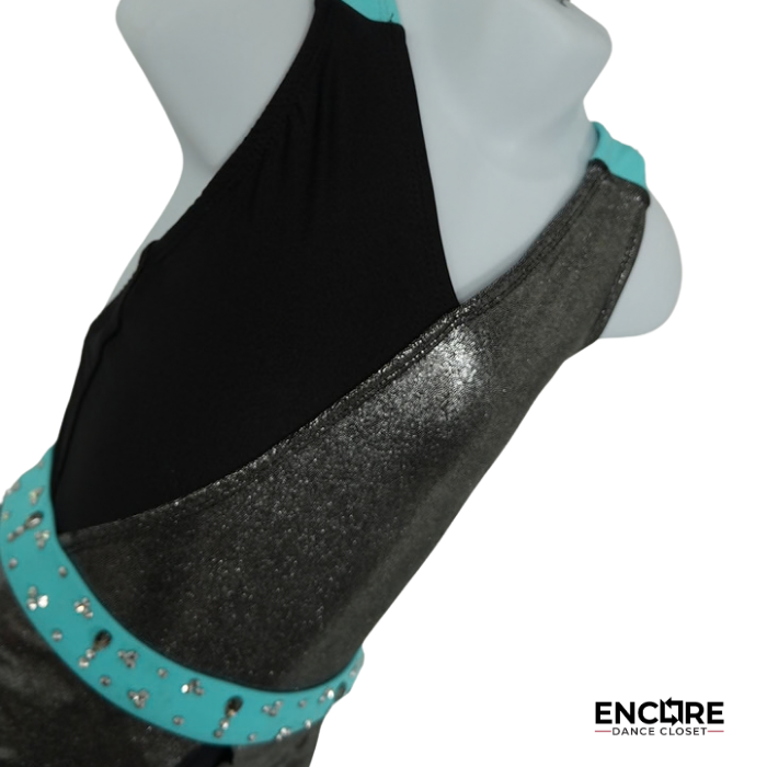 Silver Aqua Drape  biketard