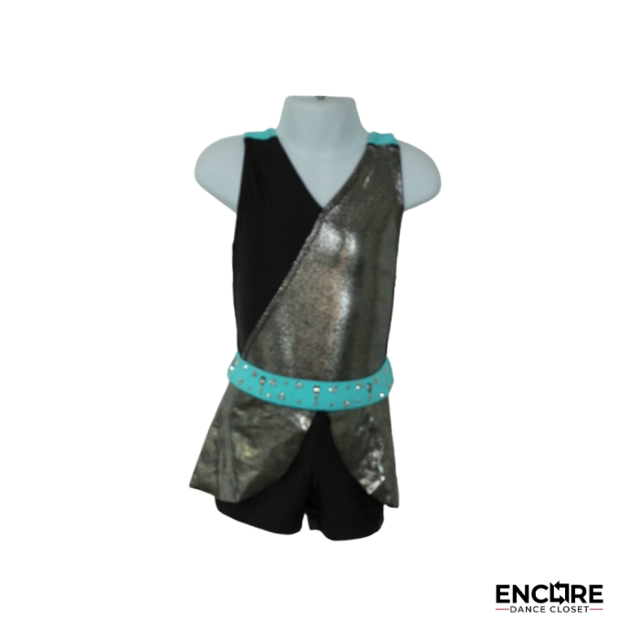 Silver Aqua Drape  biketard