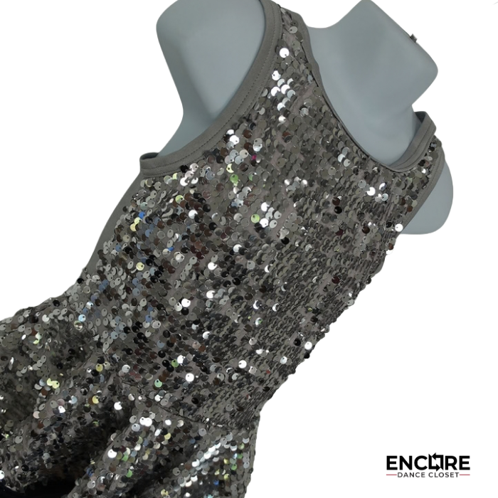 Silver Peplum Shine  unitard