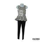 Silver Peplum Shine  unitard