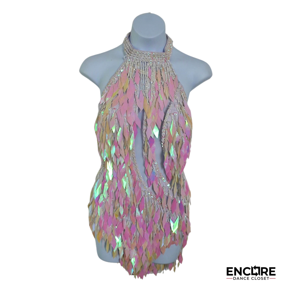 Blush Fringe  leotard