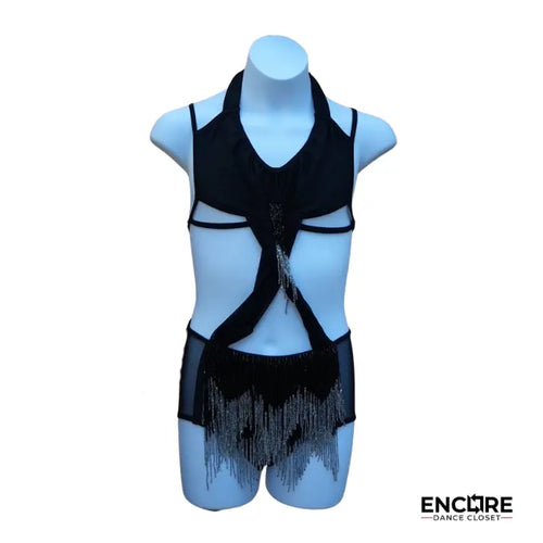 Midnight Fringe Dance Set  two piece